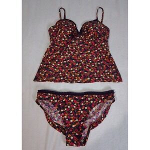 Boden Army Green Dainty Pink Orange Purple Floral Bathing Suit Tankini Bikini 4‎